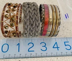 Lot of 4 Vintage Cuff Bracelet Magnetic Stainless Cable Ann Taylor Mesh Beaded