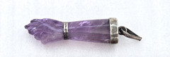Antique Carved Amethyst FIGA Pendant Prob. 800 Silver Victorian Good Luck