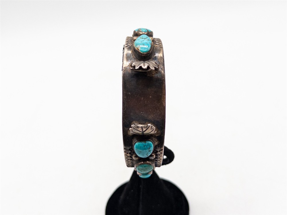 NAVAJO $600 Natural Turquoise Sterling Silver WATCH BANGLE Bracelet 30g