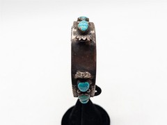 NAVAJO $600 Natural Turquoise Sterling Silver WATCH BANGLE Bracelet 30g