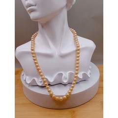 Vintage 1950s Made in Japan Single Strand Champagne Simulated Pearl Necklace