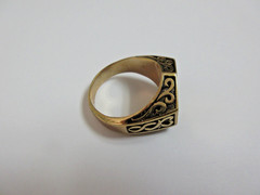 VTG PHOENIX ENGRAVING VIKING STYLE BRASS SIGNET RING – SZ 13