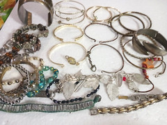 Vintage bracelets. Mixed metals. bangle, cuff, stones, beads. You get all 27