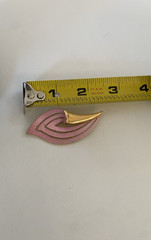 J.J. Jonette Jewelry Signed Enamel Flower Brooch Vintage Pink Gold Tone 2.5 in.