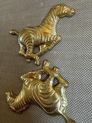 Vintage Brass Zebra Stampings 1.5” Safari Animal Findings Hanging Charms Lot of