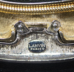 LANVIN Paris Vintage Art Deco Choker Necklace Polished Silver Gold Slide Pendant