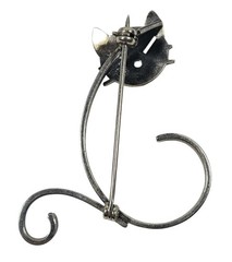 VTG Beau Sterling Silver Modernist MCM Cat Kitty Brooch Pin