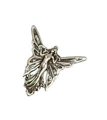Sterling Silver Art Nouveau Inspired Winged Fairy Pendant/Pin, 1 1/8″ x 1 1/8″