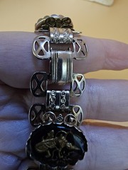 Vintage Siam Thai Dancer Panel Bracelet Black Glass Intaglio 7″ Wide…