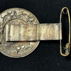 Rare Antique Art Nouveau Silver Plated Lady with Fan CLIP PIN Wm Lukey Co