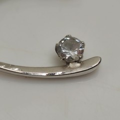 Sterling 925 Wishbone Brooch 1.25in Clear Stone Accent 2.41g Vintage