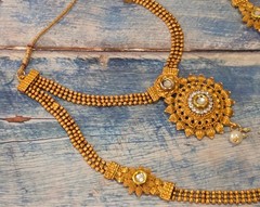 VINTAGE-RETRO Fabulous 22″ Gold South Indian Bridal Duel Necklace / Asian Haram