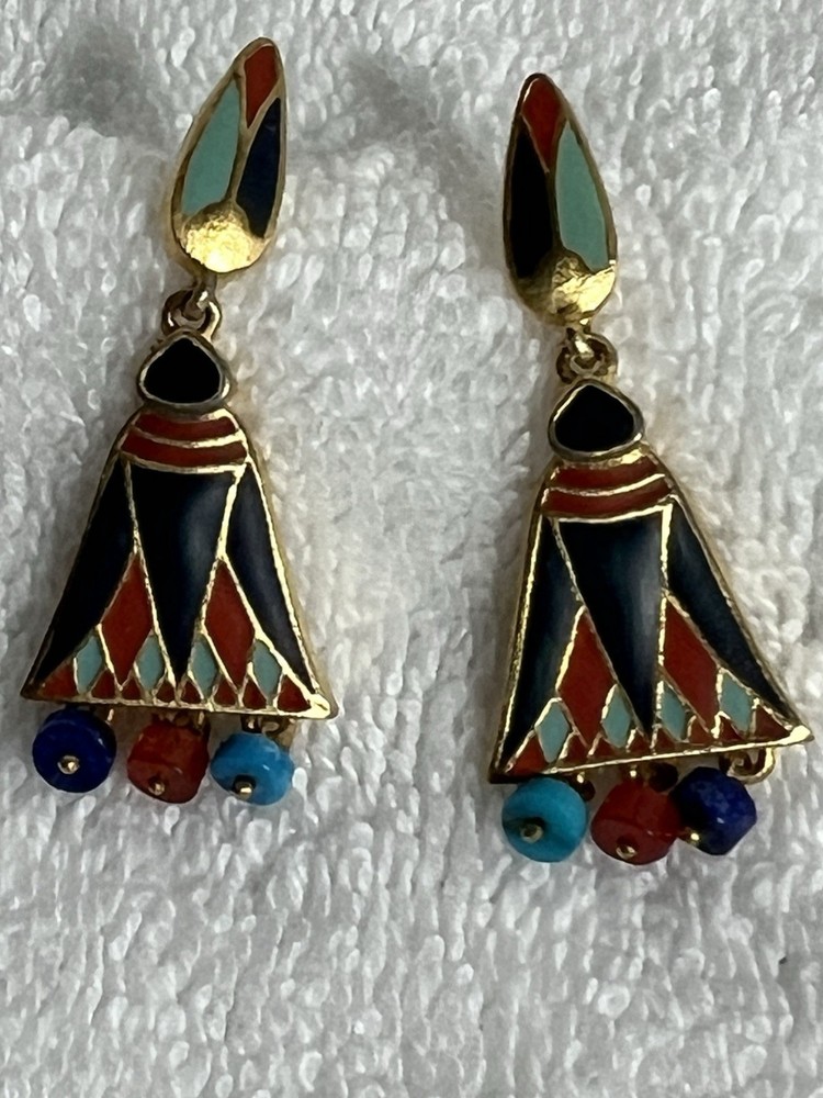 J26- Vintage MMA Metropolitan Museum of Art Egyptian Lotus Earrings 1970s Post