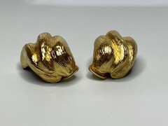 Vintage BIANCA Domed Round Gold Tone Clip On Earrings Signed Statement Retro