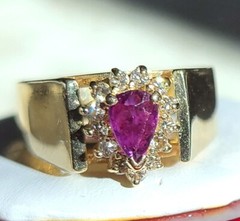14k yellow gold 0.66ct natural diamond size 5.5 ring ruby vintage heated 4.8gr