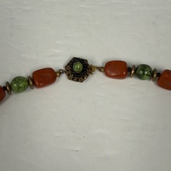 Miriam Haskell Vintage Hallmarked Green Gemstone 28 in. Necklace Damaged Bead