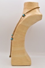 Accessocraft NYC Vintage Station Chain Necklace Turquoise Beaded Signed BinBE