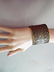 Tribal Cuff Bracelet Brass Bohemian Wide Statement Bangle Vintage