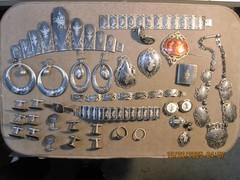 MONSTER LOT Vintage Siam Niello Sterling Necklace PinS BraceletS EARRING LQQK