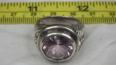 Vintage Sterling Silver .925 Ring Faux Pink Sapphire Size 7