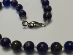 Vintage Royal Blue Murano Glass Bead Necklace 22″