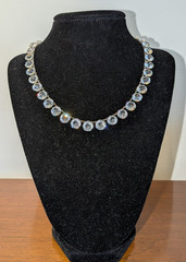 Vtg Art Deco Sterling Silver Clear Paste Riviere Choker Necklace 15″ Pristine
