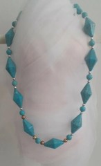 Vintage JTV Heavy Blue Howlite Gemstone Beaded 24” Necklace