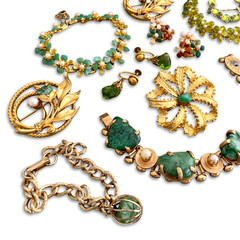Vintage Tumbled Stones Gemstone Glass Signed Swoboda Repair Costume Jewelry Lot