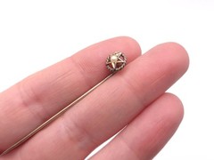 Vintage 14k Solid Gold Pearl Star Setting Circle Stick Pin Hat Pin .9 grams