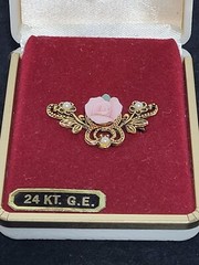 Vintage Princess Brand Rose Bud Brooch 24 KT GE Pin Victorian Style Jewelry