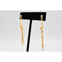 Vintage Dangle Earrings Lucite Frosted Brushed Gold Rhinestone NOS 1980s BinAK