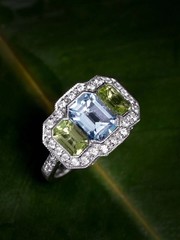 3Ct Art Deco Vintage Style Lab Created Aquamarine Wedding 14k White Gold FN Ring