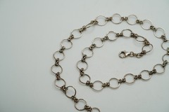 Vintage Sterling Silver Unique Byzantine Chain Necklace 16.5″ x 10mm JB50