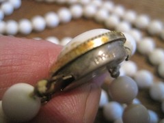 VTG Japan Double Strand Faux Pearl&Slide Clasp NECKLACE&FLEU DE LIS BRACELET
