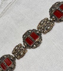 Antique 1906-1910 THEODOR FAHRNER Carnelian & 935 Sterling Silver Bracelet