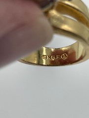 2 Vintage Rings 18K GE Gold Electroplated Rhinestone Sz 6 3/4 Gold Tone Sz 8 1/2