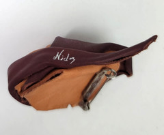 Vtg Hand Tooled Leather Artisan Lady Face Brooch Artist Signed 1.5×2 inch Ethnic