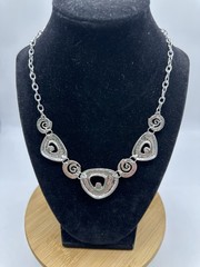 New Coronet Necklace & Earrings Set Silvertone Purple Adjustable