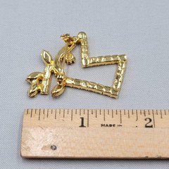 Vintage Prong Rhinestone Reindeer Brooch Gold tone Christmas 1.5″
