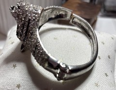 Vintage Rhinestone Tiger Cuff Clamp Bracelet Leopard Crystal