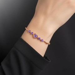 Women’s Copper Sterling Silver Heart Charm Bracelet with Stone – Stylish Jewelry