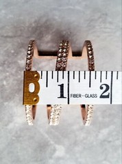 FAB! WIDE RHINESTONE BANGLE CUFF STATEMENT BRACELET CLEAR STONES ROSE GOLD BASE