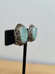 Antiqur Qing Dynasty China Export Jaditte Sterling Earrings