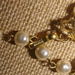 RARE Vtg Miriam Haskell Necklace Double Strand Faux Pearl Gold Tone Statement