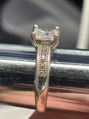 DM 925 sterling silver size 6 3/4 CZ Square stone Engagement Cocktail RING