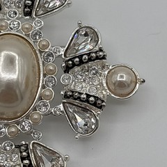 VTG Rhinestone Brooch Lot of 6 Silver Gold Tone Faux Pearl Bear Bowling Ring Etc