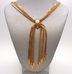 Vintage Monet Multi Strand Gold Tone with Chain Dangle Statement Choker Necklace