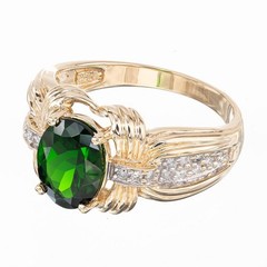 Vintage 2.30ct Top Gem Fine Green Tourmaline 14k Full Cut Diamond Ring Size 7