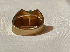 Vintage 14k Yellow Gold Nephrite Mid Century Ring Size 3.75 Weighs 6 Grams