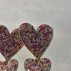 Sugarfix by Baublebar Double Heart Earrings Multicolored Rhinestone Crystals